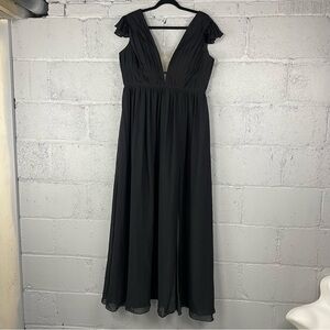 Revelry Black Maxi with Slit Capped Sleeves Formal Banquet Prom Womens Size 14